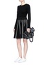 Figure View - Click To Enlarge - COMME MOI - Stripe textured knit skirt