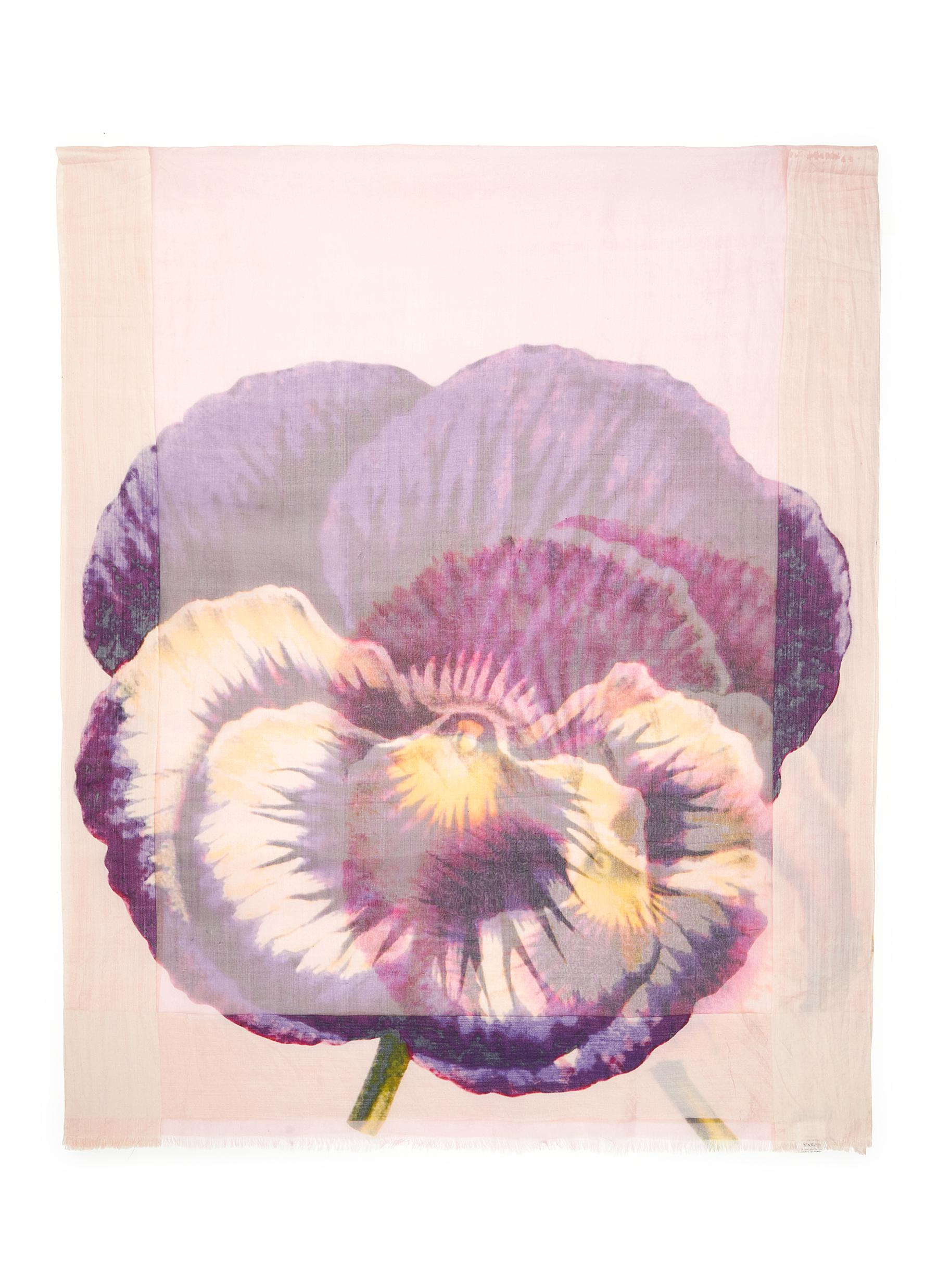 Floral Printed Wool Blend Scarf