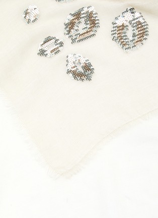 Detail View - Click To Enlarge - FALIERO SARTI - Frayed Little Kiss Pailettes Wool Blend Scarf