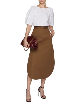 Figure View - Click To Enlarge - CALCATERRA - Tailored Round Hem Cotton Skirt