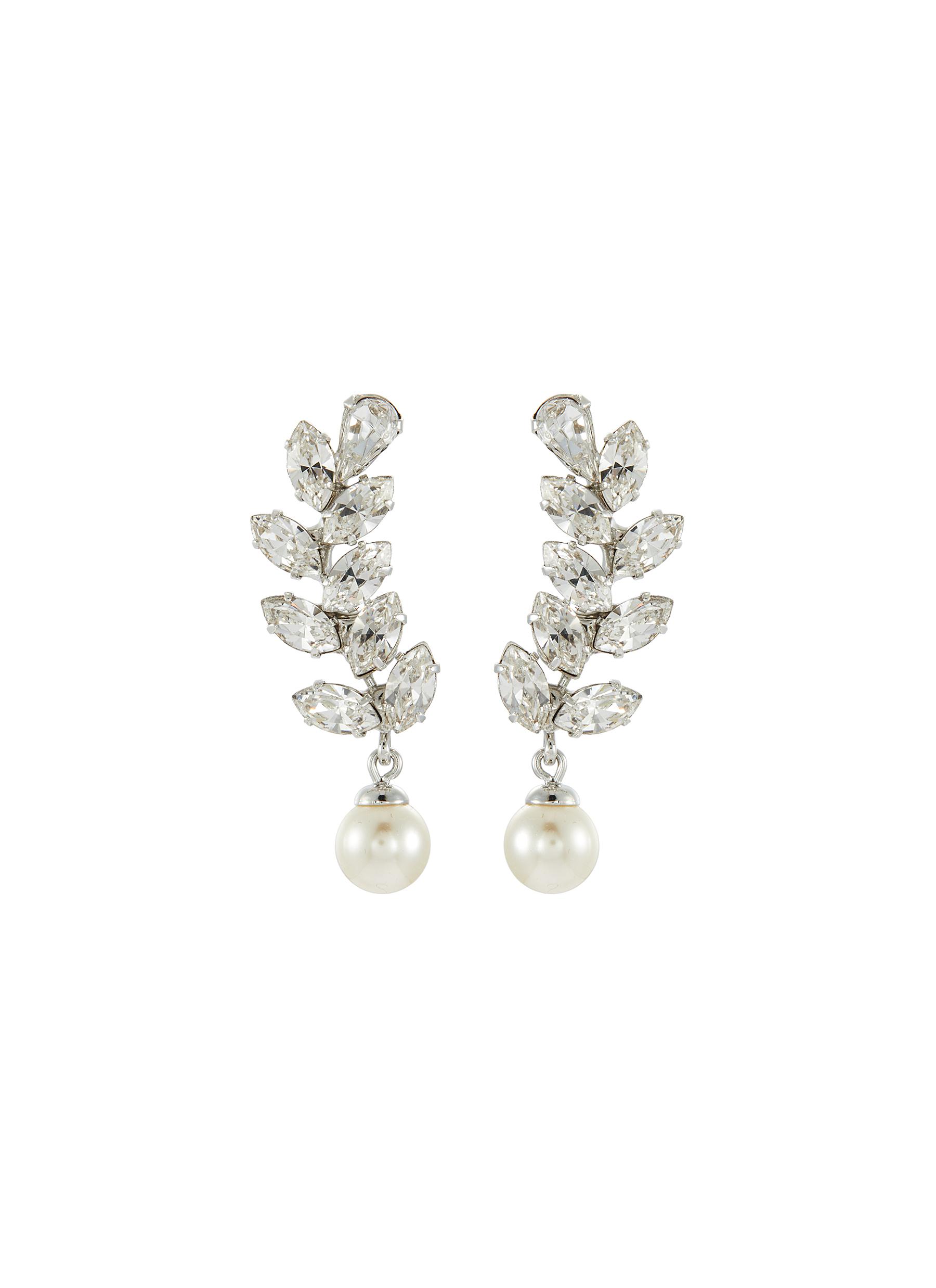 Verla Swarovski Crystal Faux Pearl Earrings