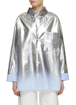 Main View - Click To Enlarge - DARKPARK - Nathalie Hand Coated Silver Oversized Shirt