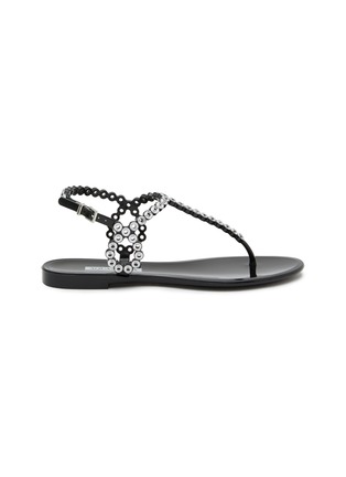 Main View - Click To Enlarge - AQUAZZURA - Almost Bare Crystal Embellished Jelly Sandals