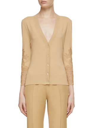 Main View - Click To Enlarge - ERMANNO SCERVINO - Lace Sleeve Cardigan