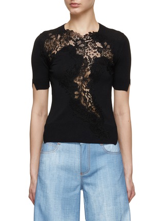 Main View - Click To Enlarge - ERMANNO SCERVINO - Lace Front Knit Top