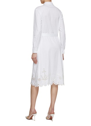 Back View - Click To Enlarge - MARELLA - Belted Broderie Anglaise Hem Shirt Dress