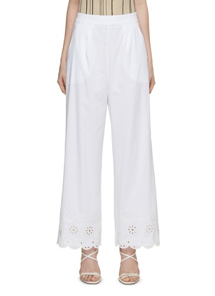 Main View - Click To Enlarge - MARELLA - Broderie Anglaise Hem Poplin Pants