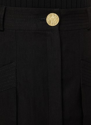  - LE KASHA - Coin Button Linen Mini Skirt