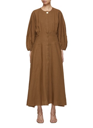 Main View - Click To Enlarge - LE KASHA - Coin Button Linen Dress