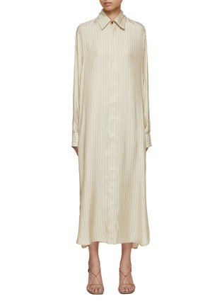 Main View - Click To Enlarge - LE KASHA - Pinstripe Silk Shirt Dress