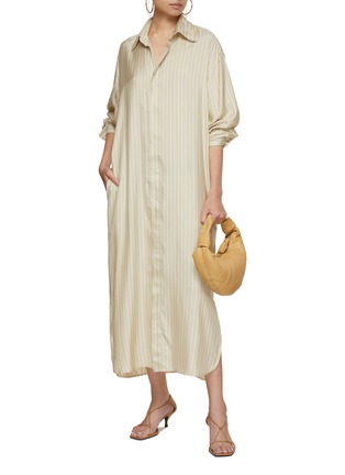 Figure View - Click To Enlarge - LE KASHA - Pinstripe Silk Shirt Dress