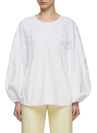 Main View - Click To Enlarge - CAROLINA HERRERA - Embroidered Puff Sleeve Top