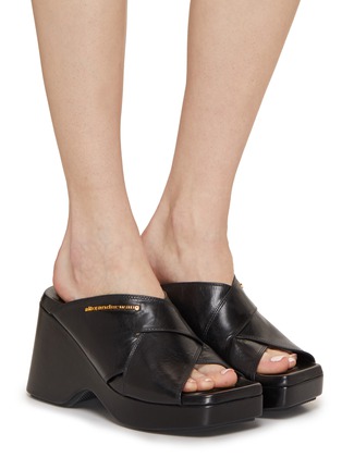 Figure View - Click To Enlarge - ALEXANDER WANG - Float Criss-Cross Leather Platform Sandals