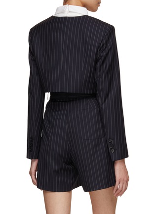 Back View - Click To Enlarge - MING MA - Lace Decor Pinstripe Blazer