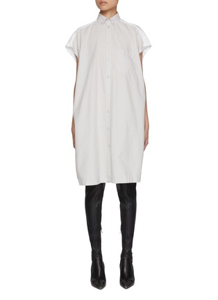 Main View - Click To Enlarge - BALENCIAGA - Logo Print Capsleeve Hybrid Shirt Cotton Dress