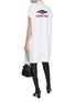 Figure View - Click To Enlarge - BALENCIAGA - Logo Print Capsleeve Hybrid Shirt Cotton Dress