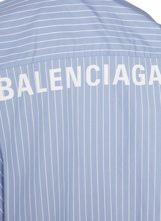  - BALENCIAGA - Striped Logo Back Oversized Cotton Shirt