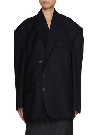 Main View - Click To Enlarge - BALENCIAGA - Hybrid Deconstructed Oversized Wool Blazer