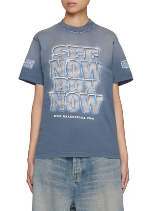 Main View - Click To Enlarge - BALENCIAGA - See Now Buy Now Logo Crewneck Cotton T-Shirt