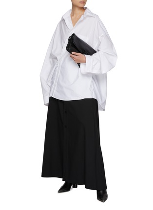 Figure View - Click To Enlarge - BALENCIAGA - Hybrid High Rise Wool Pants Skirt