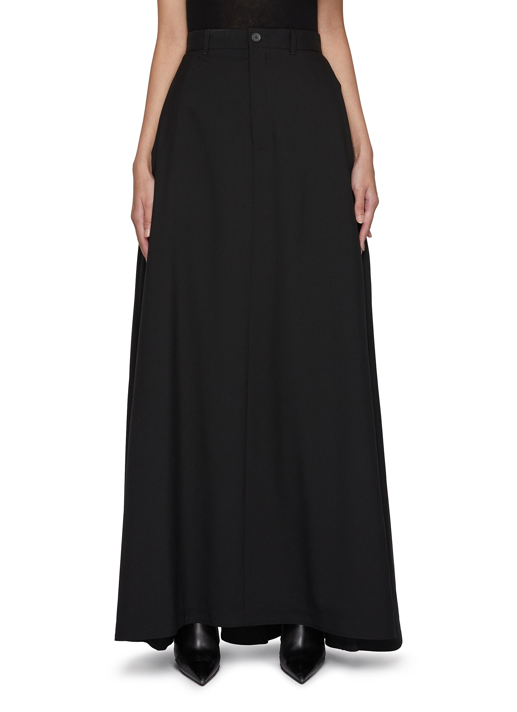 スカート BALENCIAGA BLACK WOOL SKIRT BALENCIAGA Womens Black Fuzzy Wool Fit Flare Flounce High