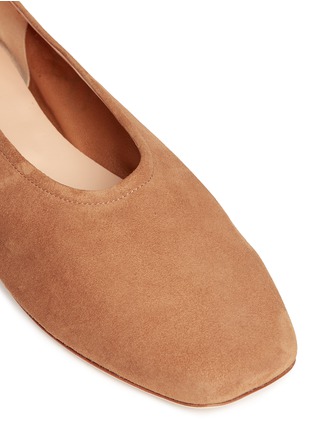 Detail View - Click To Enlarge - FABIO RUSCONI - Stripe ankle tie suede ballet flats