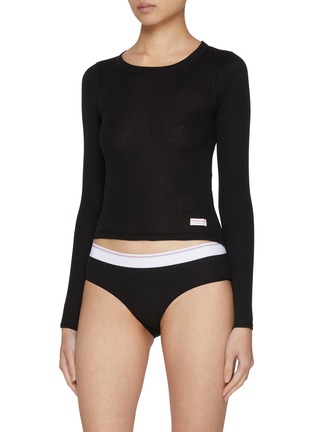 Figure View - Click To Enlarge - ALEXANDERWANG - Ribbed Long Sleeve Crewneck Cotton T-Shirt