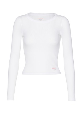 Main View - Click To Enlarge - ALEXANDERWANG - Ribbed Long Sleeve Crewneck Cotton T-Shirt