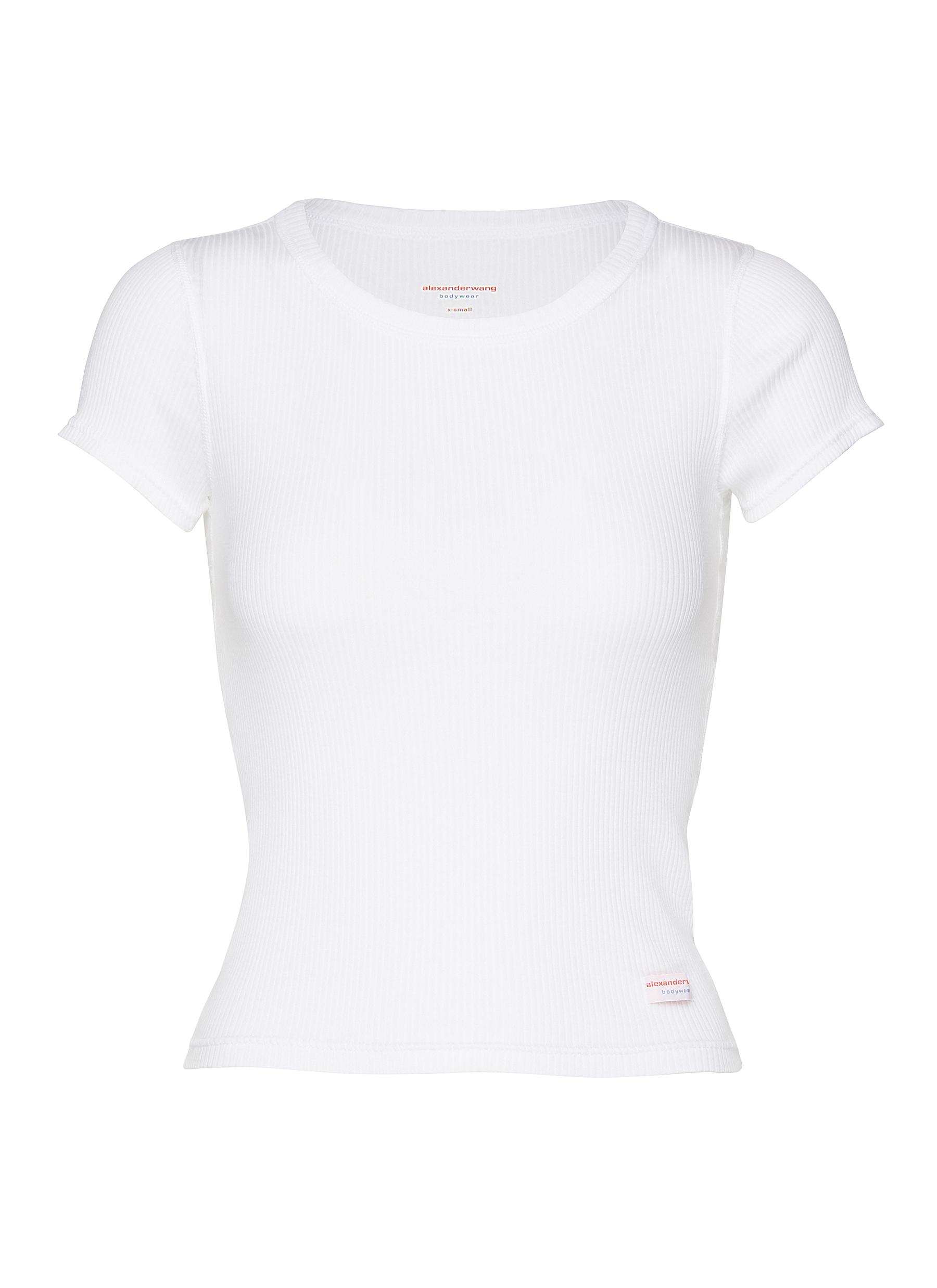 ALEXANDERWANG | Ribbed Crewneck Cotton T-Shirt | WHITE