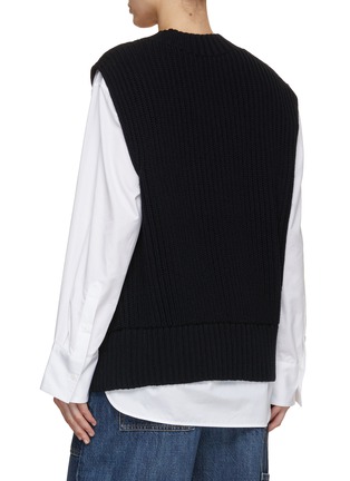 Back View - Click To Enlarge - MO&CO. - Ribbed Knit Vest With Collarless Shirt