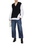 Figure View - Click To Enlarge - MO&CO. - Ribbed Knit Vest With Collarless Shirt