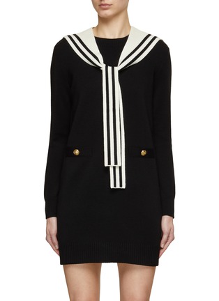 Main View - Click To Enlarge - MO&CO. - Detachable Sailor Collar Midi Dress