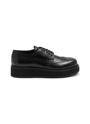 Main View - Click To Enlarge - PRADA - Spazzolato Brushed Leather Derbies