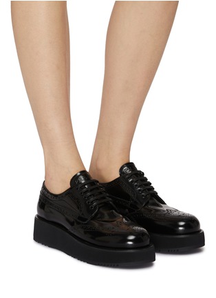 Figure View - Click To Enlarge - PRADA - Spazzolato Brushed Leather Derbies