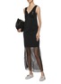 Figure View - Click To Enlarge - JACQUES WEI - Layered Satin Mesh Maxi Dress