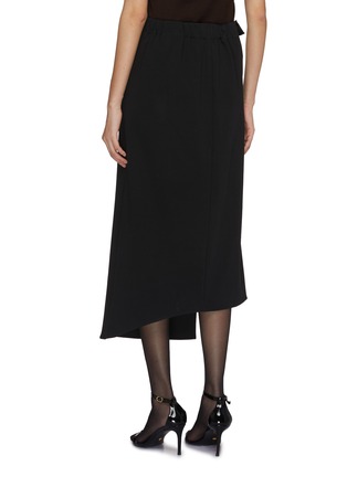 Back View - Click To Enlarge - JACQUES WEI - Brass Buckle Tied Asymmetrical Midi Skirt
