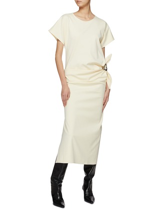 Figure View - Click To Enlarge - JACQUES WEI - Brass Buckle Maxi Dress