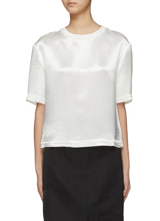 Main View - Click To Enlarge - JACQUES WEI - White Acetate Satin Top