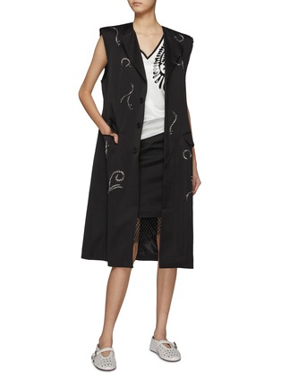 Figure View - Click To Enlarge - JACQUES WEI - Beaded Satin Sleeveless Coat