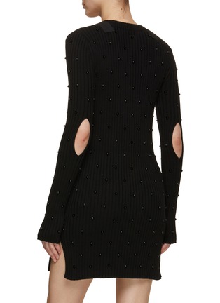 Back View - Click To Enlarge - HELMUT LANG - Bead Embellished Ribbed MIni Dress