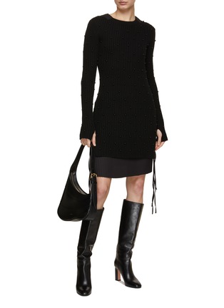 Figure View - Click To Enlarge - HELMUT LANG - Bead Embellished Ribbed MIni Dress