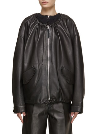 Main View - Click To Enlarge - HELMUT LANG - Ruched Leather Jacket