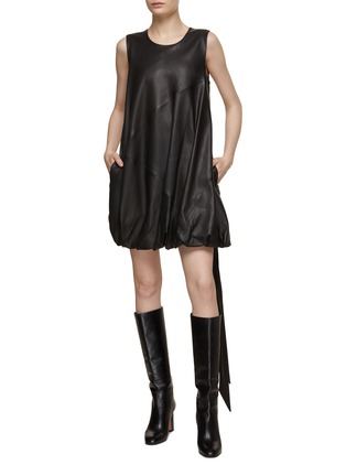 Figure View - Click To Enlarge - HELMUT LANG - Leather Bubble Dress
