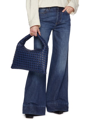 Figure View - Click To Enlarge - BOTTEGA VENETA - Hop Intrecciato Denim Leather Shoulder Bag