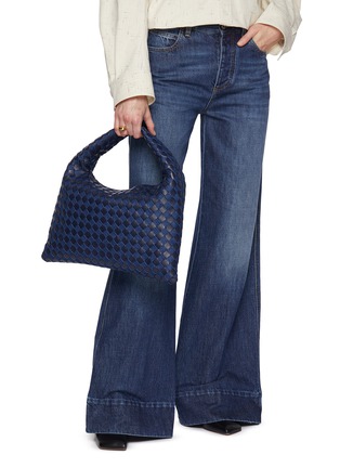 Hop Intrecciato Denim Leather Shoulder Bag