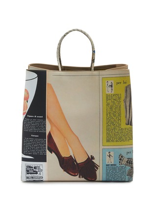Main View - Click To Enlarge - BOTTEGA VENETA - Medium Newspaper Printed Leather Tote Bag