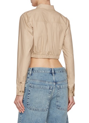Back View - Click To Enlarge - GOOD AMERICAN - Coated Poplin Crop Shirt