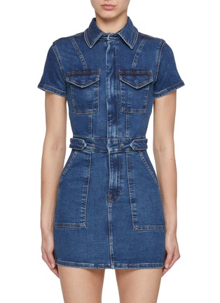 Main View - Click To Enlarge - GOOD AMERICAN - Fit for Success Medium Washed Mini Denim Dress