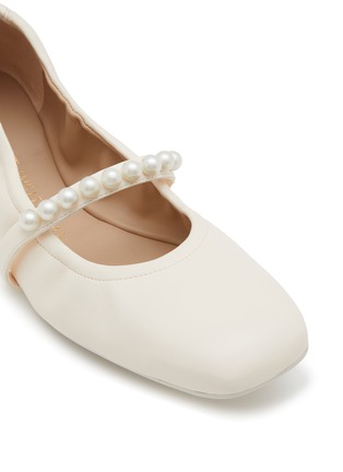 Detail View - Click To Enlarge - STUART WEITZMAN - Goldie Pearl Strap Leather Ballerina Flats