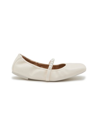 Main View - Click To Enlarge - STUART WEITZMAN - Goldie Pearl Strap Leather Ballerina Flats